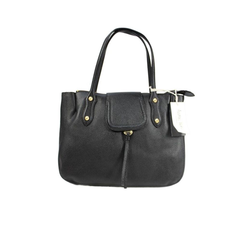 Annabel Ingall Womens Leather Flap Closure Shoulder Bag Black